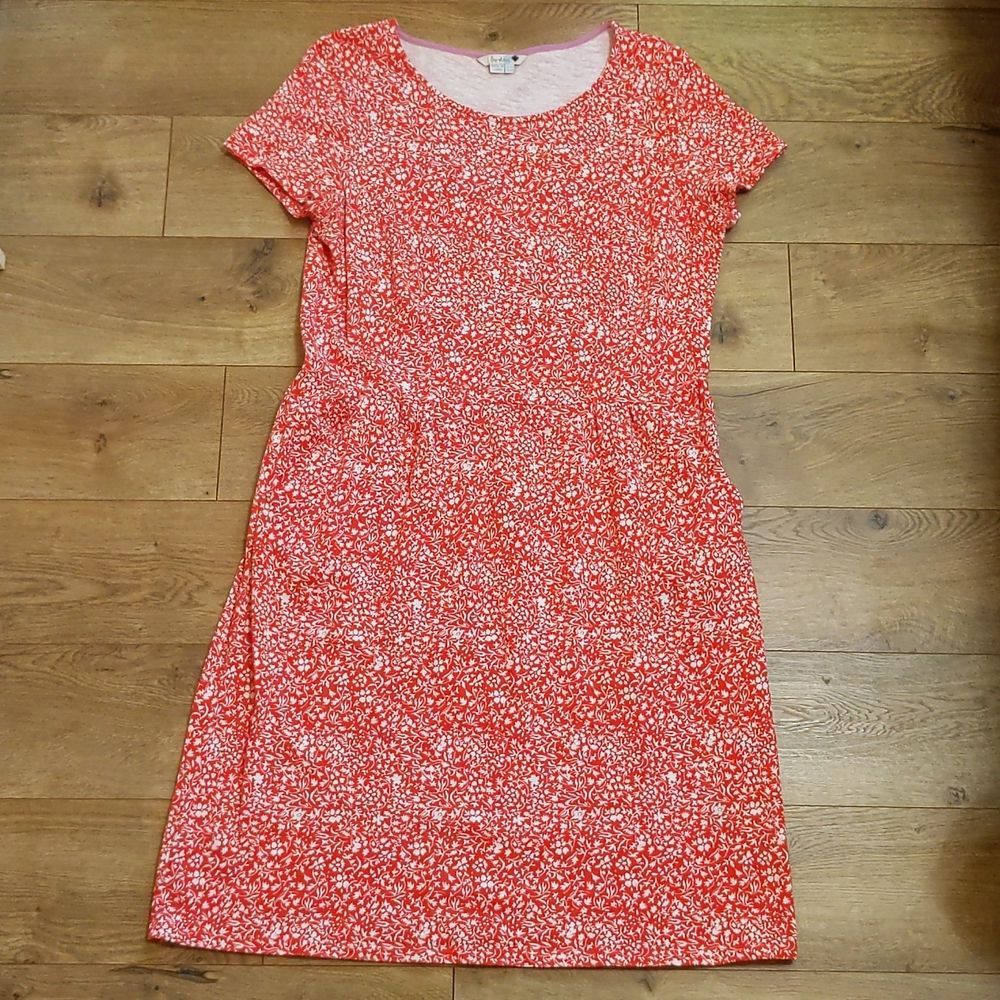 Boden Red Floral Phoebe Jersey Dress 12